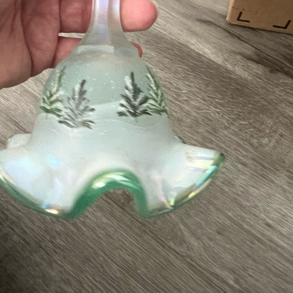 Fenton Glass Bell with Green Fern Design - Picture 14 of 16